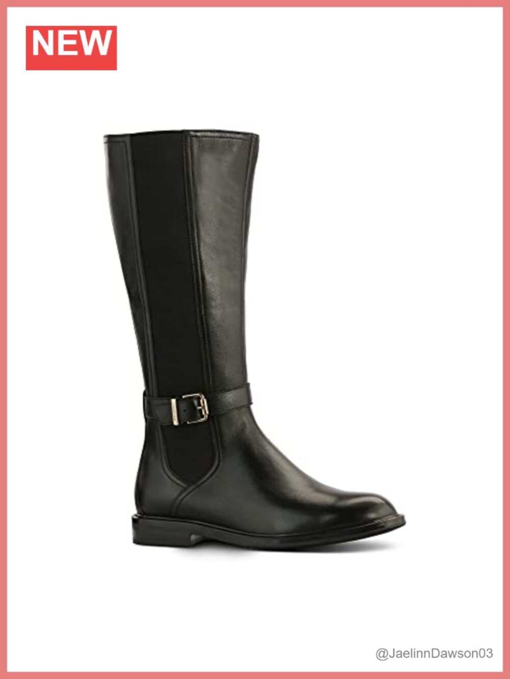 Women's Knee-High Boots Leather Block Heel Side Zip